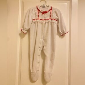 Vintage Carters ruffles and lace red bow sleeper